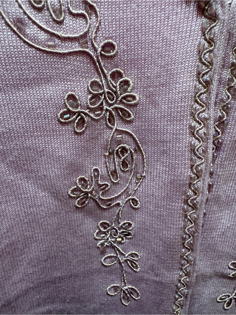 NWT Elisabeth 1X Lavender Cardigan Silk Blend Embellished Embroidered Sweater - Picture 11 of 16